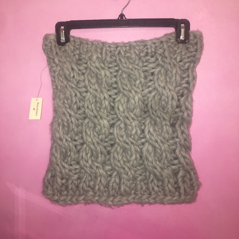 Gray knit infinity scarf
